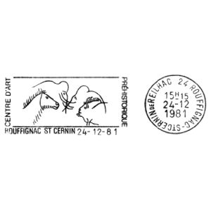 Prehistoric animals on commemorative postmark of France 1984