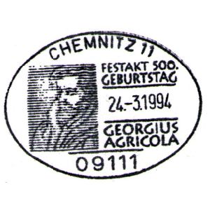 Georgius Agricola on postmark of Germany 1994