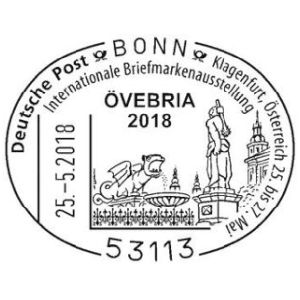 Lindwurmbrunnen von Klagenfurt on commemorative postmark of Germany 2018