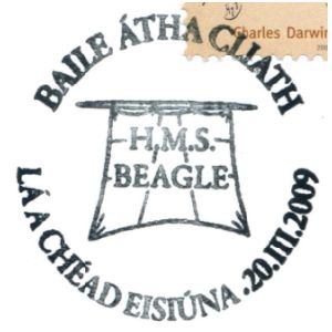 HMS Beagle on commemorative postmark of Ireland 1999