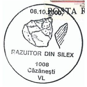 Flint tools on commemorative postmarks of Romania 2000