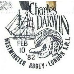 Anniversary of Charles Darwin death on postmark of UK 1982