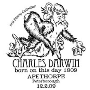 Anniversary of Charles Darwin on postmark of UK 2009