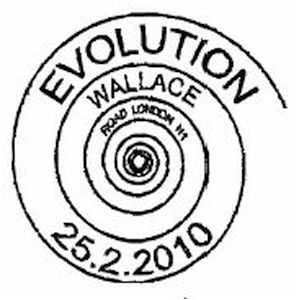 Evolution Theory of Charles Darwin and Alfred Russel Wallace on postmark of UK 2010