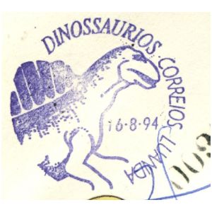 Dinosaur on commemorative postmark of Angola 1994