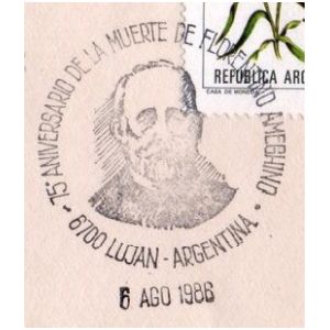 Famous paleontologist Florentino Ameghino on postmark of Argentina 1986