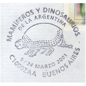Glyptodon on postmark of Argentina 2001