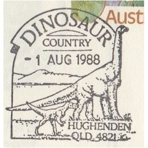 Sauropod dinosaurs on postmark of Australia 1988