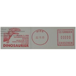 Dinosaur on commemorative postmark of Austria 1983