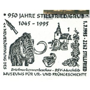 Mammoth on commemorative postmark of Austria 1995