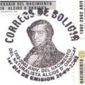 Naturalist Alcide d'Orbigny on postmark of Bolivia 2002