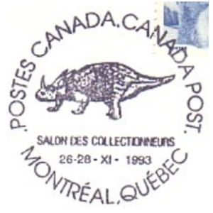 Styracosaurus on postmark of Canada 1993