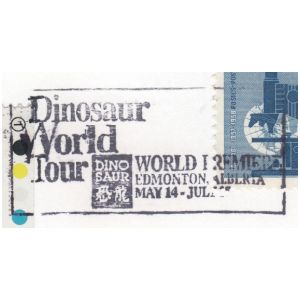 Slogan Dinosaur world toir on postmark of Canada 1993