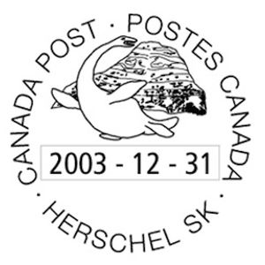 Plesiosaurus on postmark of Canada 2003