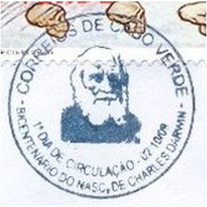 Charles Darwin on postmark of Cabo Verde 2009