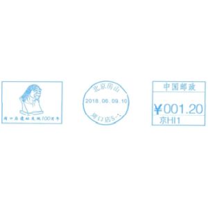 Peking man on postmark of China 2018