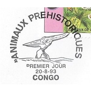 Pterodactyl on postmark of FDC of Republic of Congo 1993