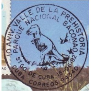 Dinosaur on postmark of Cuba 1992