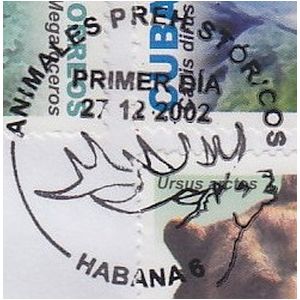 Megaloceros on postmark of Cuba 2002