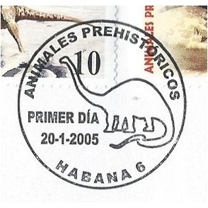 Dinosaur on postmark of Cuba 2005