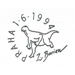 Dinosaur on postmark of Czech 1999
