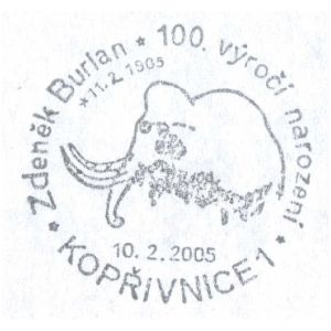 Mammoth on postmark of Czech 2005