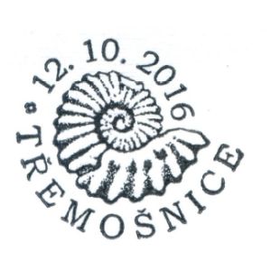 Amonite on postmark of Czech Republic 2016