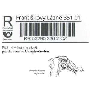 Gomphotherium angustidens on register letter label of Czech Republic 2022