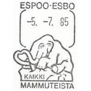 Mammoth on commemorative postmark of Finland 1985