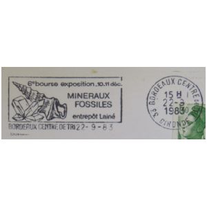 Fossil on commemorative postmark of Fance 1983