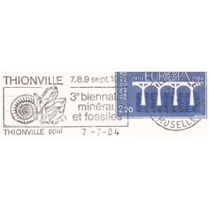 Fossil on commemorative postmark of France 1983