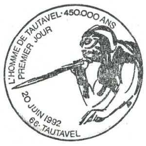 Fossil on commemorative postmark of Rance 1964