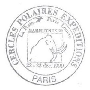 Mammoth on commemorative postmark of France 1999