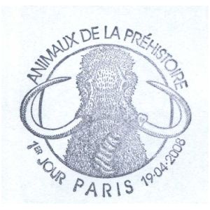 Mammoth on commemorative postmark of France 2008