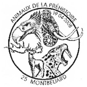 Ice age animals on commemorative postmark of France 2008