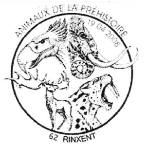 Ice age animals on commemorative postmark of France 2008
