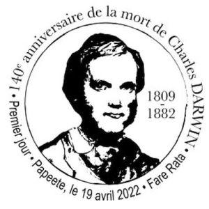 Charles Darwin on postmark French Polynesia 2022
