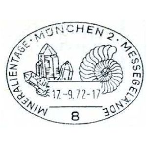 Ammonite on commemorative postmark of Germany 1972