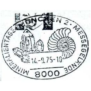 Ammonite on commemorative postmark of Germany 1975