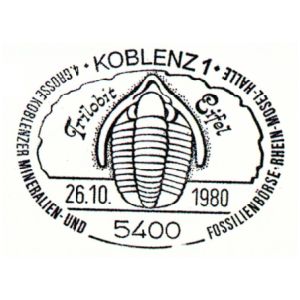 Trilobite on commemorative postmark of Germany 1980