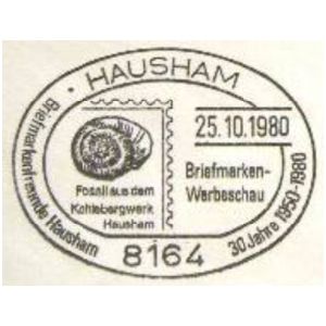 Ammonite on postmark of Germany 1980