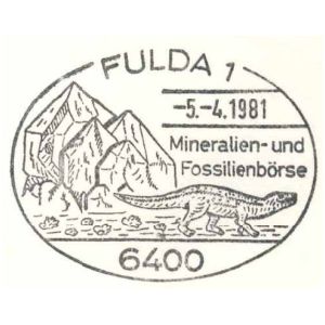 Prehistoric animal on commemorative postmark of Germany 1981