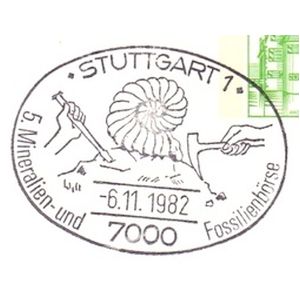 Ammonite on commemorative postmark of Germany 1982