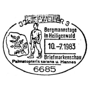 Plant fossil on postmark of Germany 1983