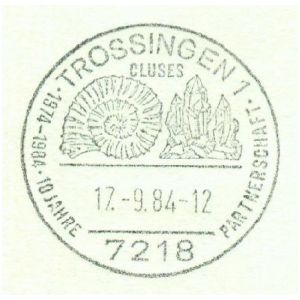 Ammonite on postmark of Germany 1984
