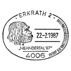 Neandertal on postmark of Germany 1987
