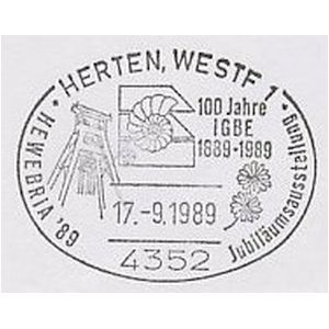 Ammonite on postmark of Germany 1989