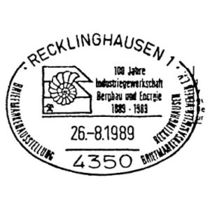 Prehistoric turtle Proganochelys quenstedti on postmark of Germany 1988