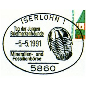 Trilobite on commemorative postmark of Germany 1991