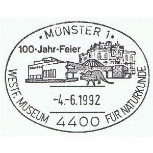 Triceratops on postmark of Germany 1992
